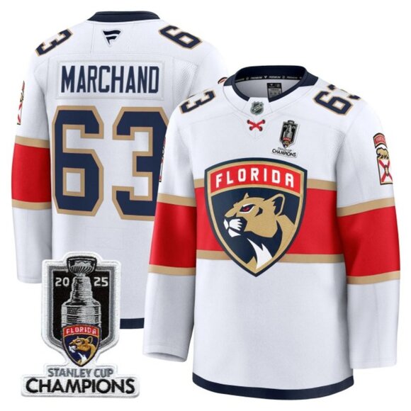 Mens Brad Marchand 2025CH Jersey White Stitched